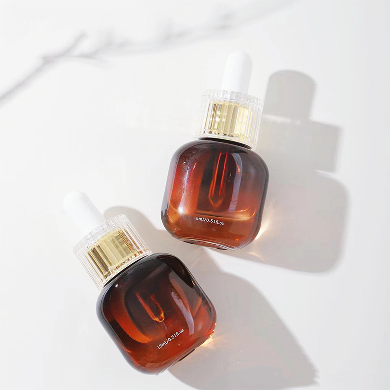 ขวดหยดแก้วดูแลผิวส่วนบุคคลสีเหลืองอำพันสีดำ ขวดหยดแก้วดูแลผิวส่วนบุคคลสีเหลืองอำพันสีดำ