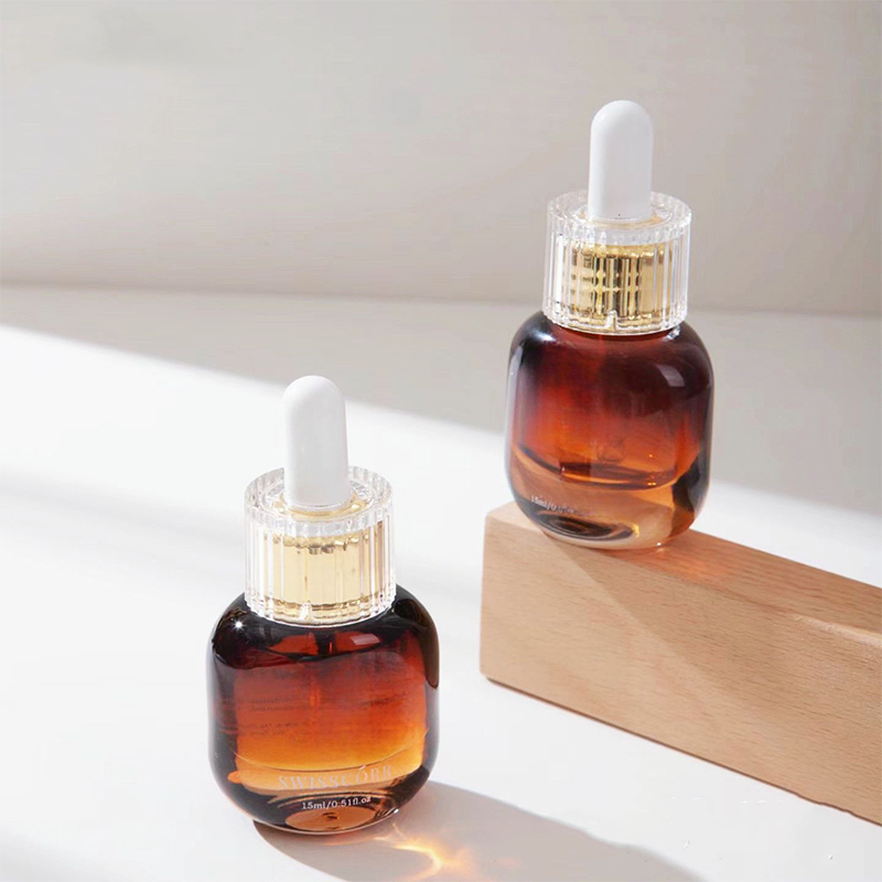 ขวดหยดแก้วดูแลผิวส่วนบุคคลสีเหลืองอำพันสีดำ ขวดหยดแก้วดูแลผิวส่วนบุคคลสีเหลืองอำพันสีดำ