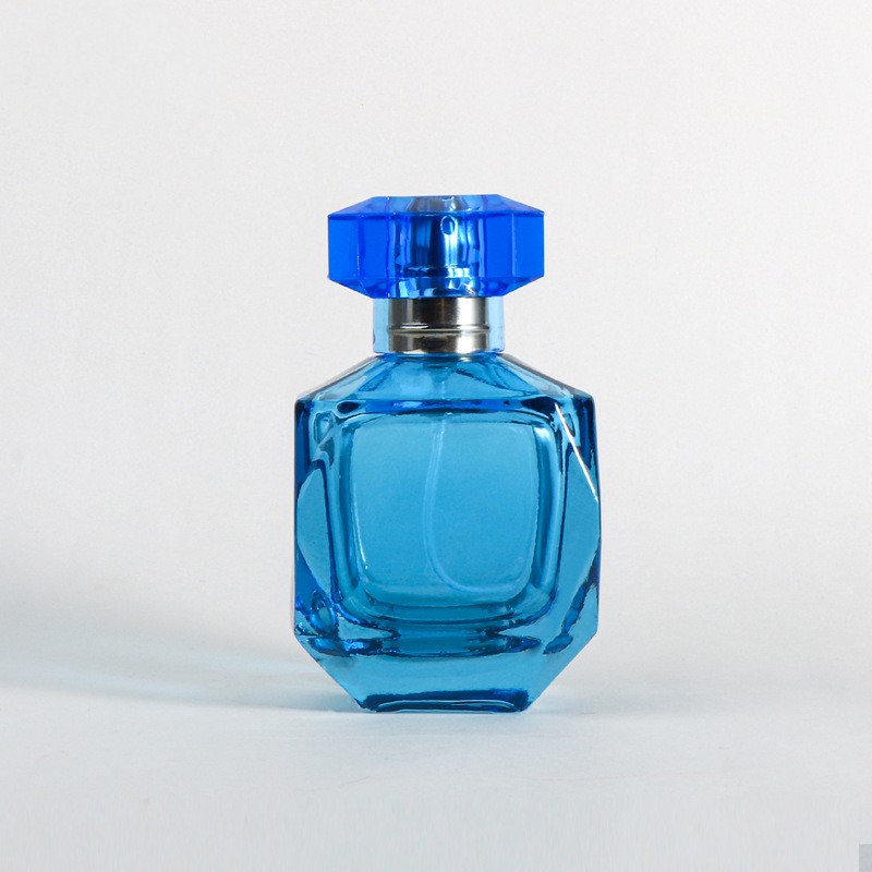 ขวดน้ำหอมสเปรย์แก้วเปล่าสีน้ำเงินบรรจุภัณฑ์ขวดแก้ว ขวดน้ำหอมสเปรย์แก้วเปล่าสีน้ำเงินบรรจุภัณฑ์ขวดแก้ว