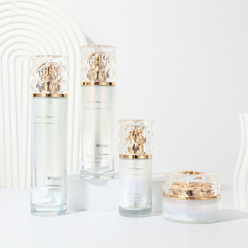 ชุดบรรจุภัณฑ์เครื่องสำอางไล่โทนสีสีพิมพ์ขวดครีมหน้าเปล่าผลิตภัณฑ์ดูแลผิวขวดโลชั่นแก้วพร้อมปั๊ม ชุดบรรจุภัณฑ์เครื่องสำอางไล่โทนสีสีพิมพ์ขวดครีมหน้าเปล่าผลิตภัณฑ์ดูแลผิวขวดโลชั่นแก้วพร้อมปั๊ม