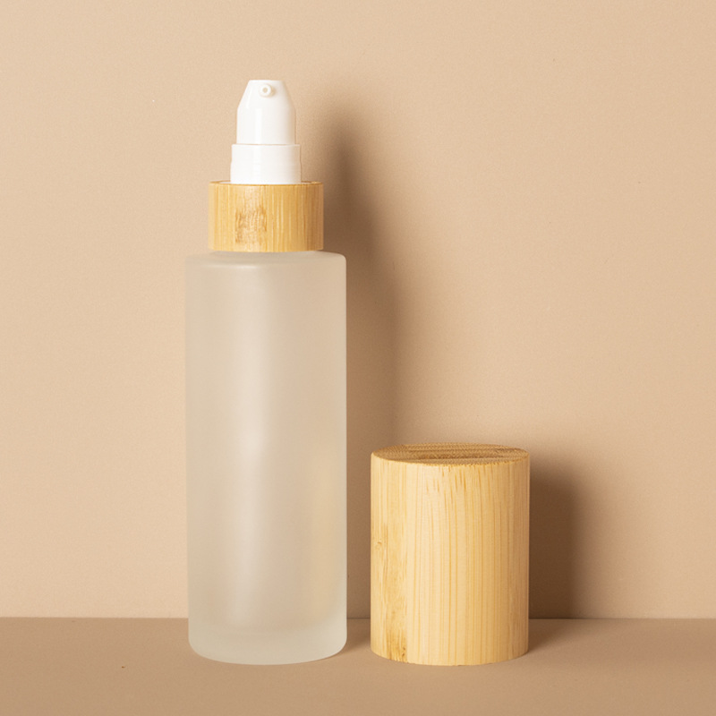 Frosted Cosmetic Lotion Pump Fine Mist และขวดสเปรย์แก้วโลชั่นพร้อมฝาไม้ไผ่ Frosted Cosmetic Lotion Pump Fine Mist และขวดสเปรย์แก้วโลชั่นพร้อมฝาไม้ไผ่