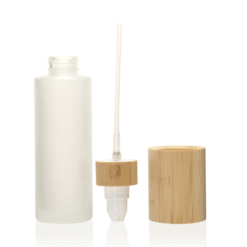 Frosted Cosmetic Lotion Pump Fine Mist และขวดสเปรย์แก้วโลชั่นพร้อมฝาไม้ไผ่ Frosted Cosmetic Lotion Pump Fine Mist และขวดสเปรย์แก้วโลชั่นพร้อมฝาไม้ไผ่