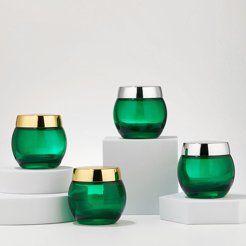 ขวดเครื่องสำอางแก้วใสสีเขียวขวดโลชั่นบำรุงผิวเปล่า ขวดเครื่องสำอางแก้วใสสีเขียวขวดโลชั่นบำรุงผิวเปล่า