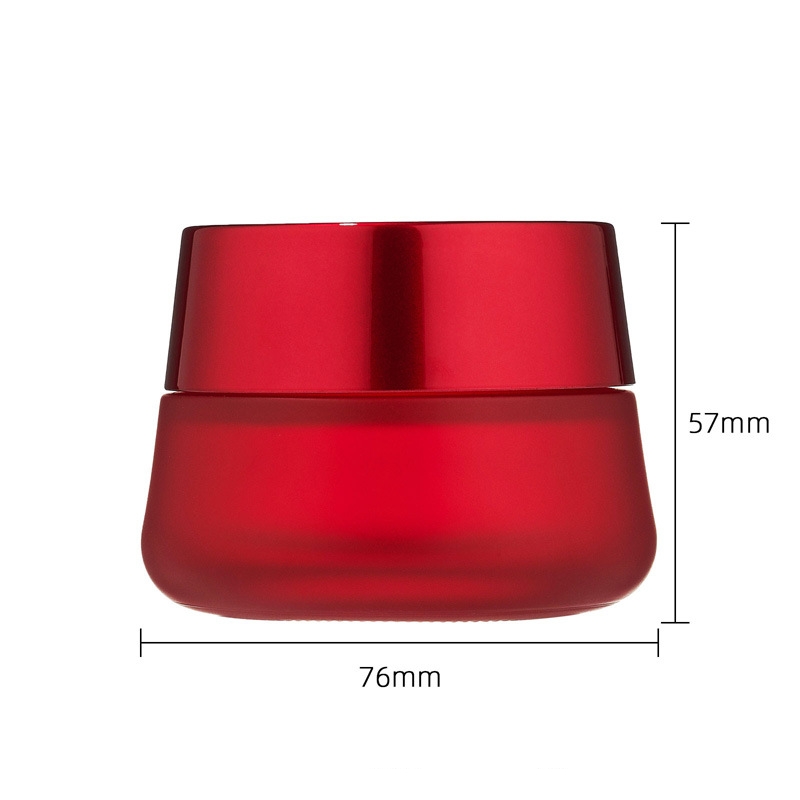 ขวดครีมเครื่องสำอางทรงกลมสีแดงขวดครีมแก้วเปล่า ขวดครีมเครื่องสำอางทรงกลมสีแดงขวดครีมแก้วเปล่า