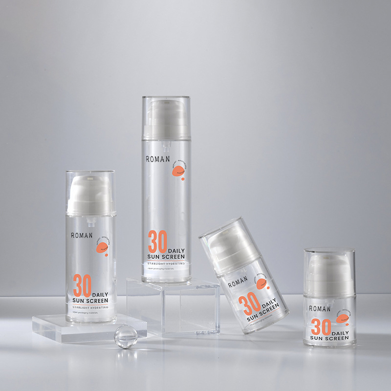 15ml 30ml 50ml 100ml 120ml ขวดปั๊มบรรจุภัณฑ์ Airless สีขาวใสสำหรับดูแลผิวเซรั่มน้ำมันร่างกาย