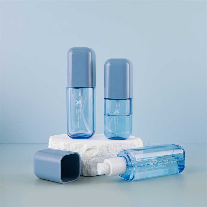 80ml 100ml 120ml หนาผนัง PET พลาสติกสีฟ้าเครื่องสำอางการตั้งค่าสเปรย์ขวดความชุ่มชื้นผ่อนคลาย 80ml 100ml 120ml หนาผนัง PET พลาสติกสีฟ้าเครื่องสำอางการตั้งค่าสเปรย์ขวดความชุ่มชื้นผ่อนคลาย