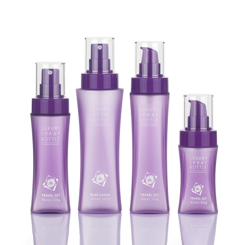 80ml 120ml 150ml 200ml ขวดเดินทางพลาสติกสำหรับสัตว์เลี้ยงรูปเอวการออกแบบการระเบิดสำหรับโลชั่นโทนเนอร์น้ำขนาดเล็กขวดสเปรย์สะดวก