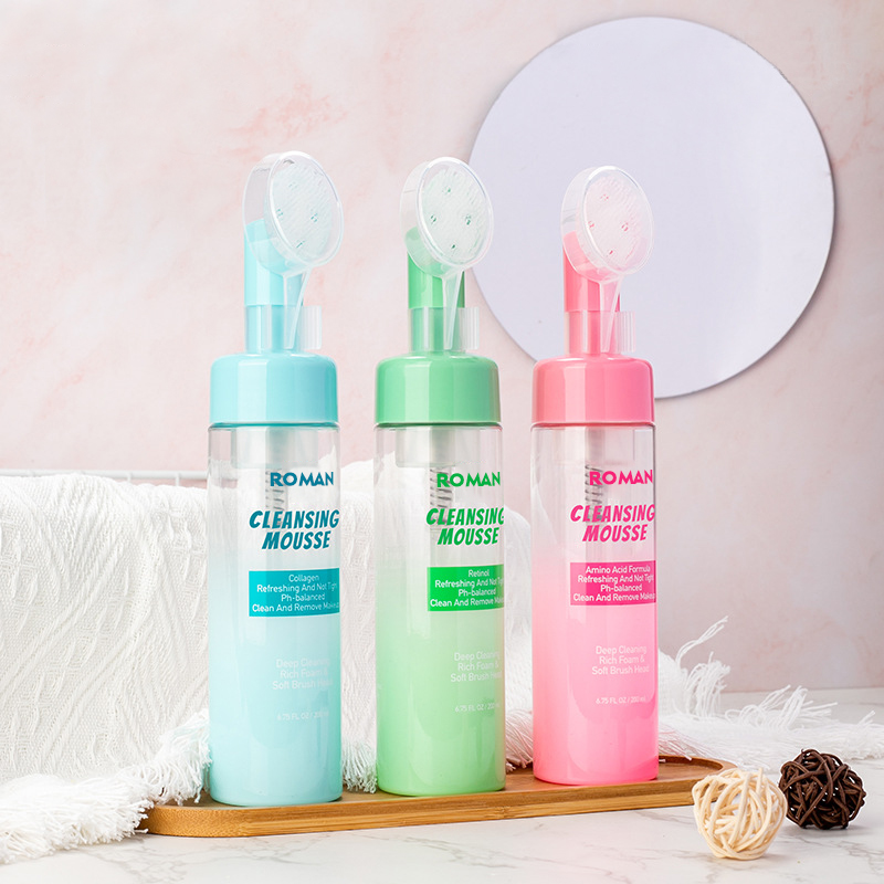 50ml 60ml 80ml 100ml 120ml 150ml Skin Soft Touch Body Cleanser ล้างหน้านวดขวดพลาสติกโฟมสำหรับสัตว์เลี้ยงพร้อมแปรงซิลิโคนปั๊มโลชั่น