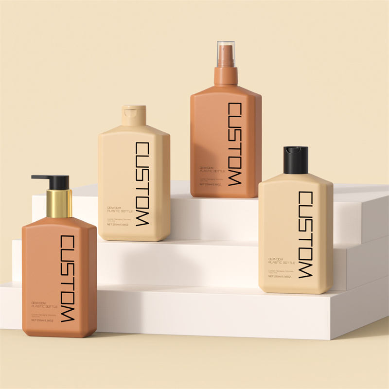 250ml 10oz Frosted แบนไหล่เฉียงมือ Body โลชั่นปั๊มขวด Skincare เด็กแชมพูเจลอาบน้ำขวด