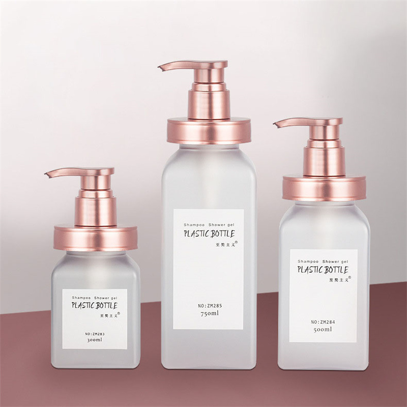 300ml 500ml 700ml บรรจุภัณฑ์เครื่องสำอางหรูหรา Frosted Soft Surface Touch Squeeze Body Lotion ล้างขวดแชมพูโรงแรมพร้อมปั๊ม Gold Rose