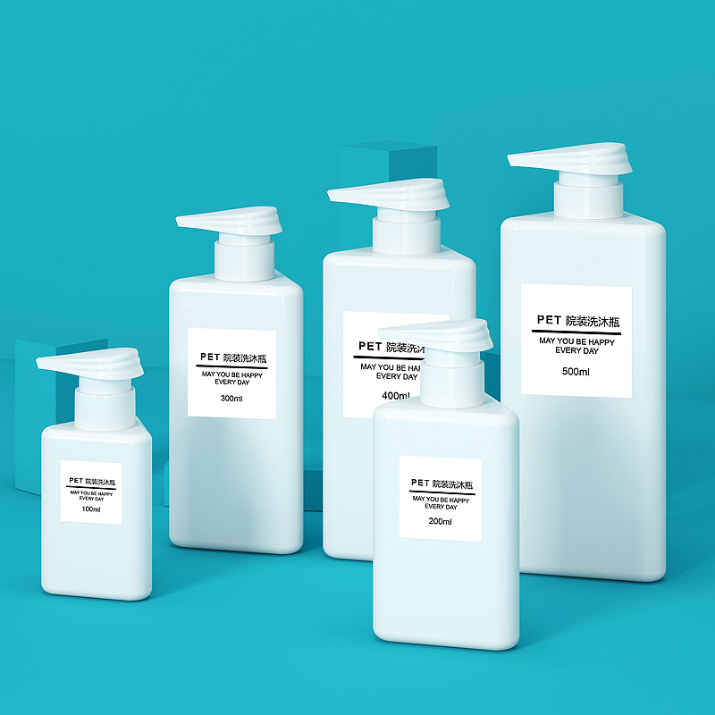 ใหม่สามเหลี่ยม PET พลาสติกขวดเปล่าสำหรับโลชั่นบำรุงผิวหน้าหรือโลชั่นบำรุงผิว 100ml 200ml 300ml 400ml 500ml ขวดเครื่องสำอาง